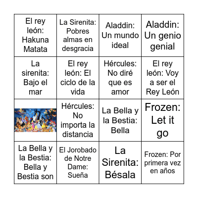 BINGO CANÇONS DISNEY Bingo Card
