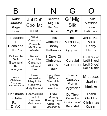 Julebanko ERST 2023 Bingo Card