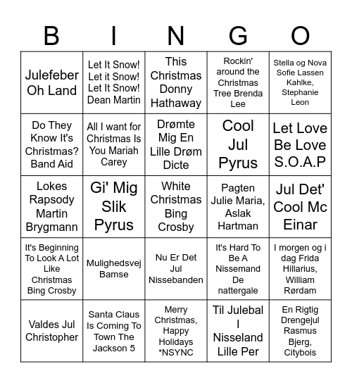 Julebanko ERST 2023 Bingo Card
