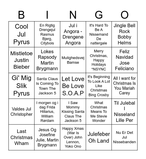Julebanko ERST 2023 Bingo Card
