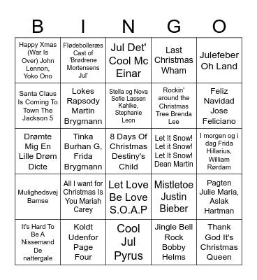 Julebanko ERST 2023 Bingo Card