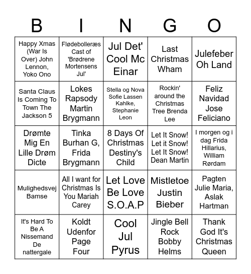 Julebanko ERST 2023 Bingo Card