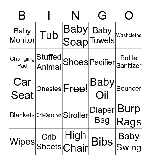 Baby Zakai Bingo Card