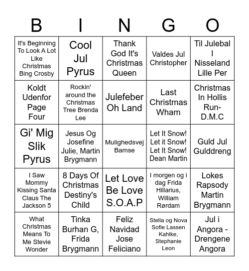 Julebanko ERST 2023 Bingo Card