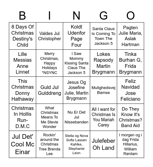 Julebanko ERST 2023 Bingo Card