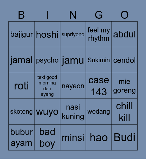nayeon :3 Bingo Card