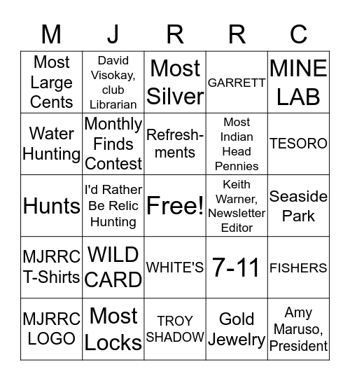 MJRRC BINGO PARTY Bingo Card