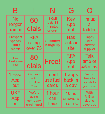 Festive Fun Bingo Card