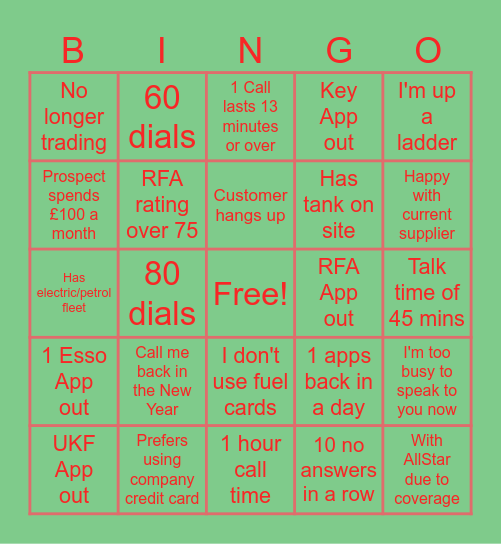 Festive Fun Bingo Card