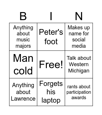 Band Bing0 Bingo Card