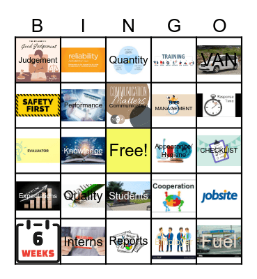 Internship/Transportation Bingo Card