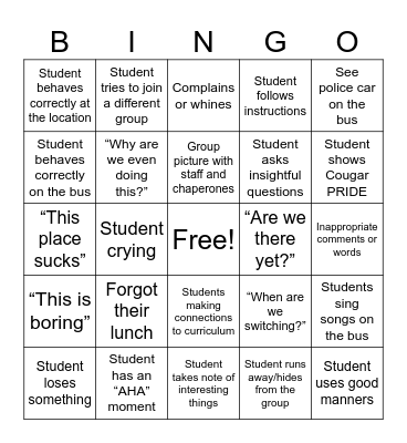 Bush Library Field Trip BINGO (May the Odds Be Ever in Your Favor) Bingo Card