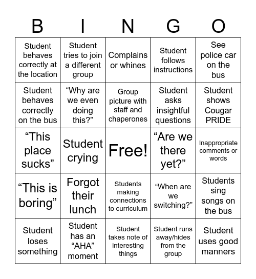 Bush Library Field Trip BINGO (May the Odds Be Ever in Your Favor) Bingo Card