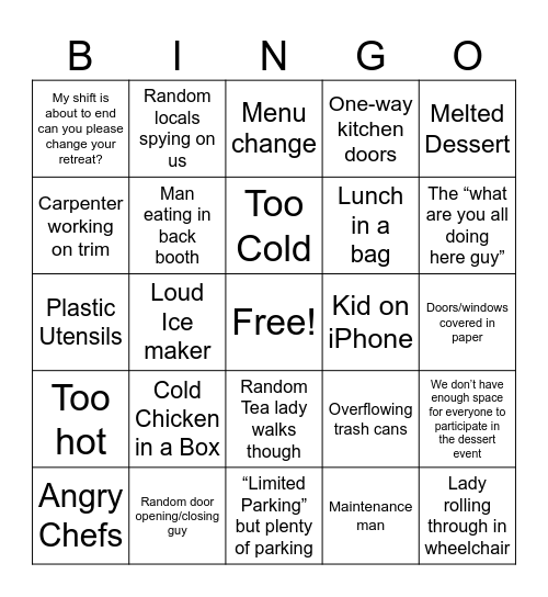 DISTRACTION Bingo Card