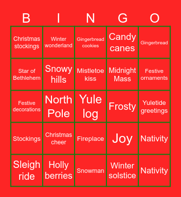 Purina X-mas Bingo Card