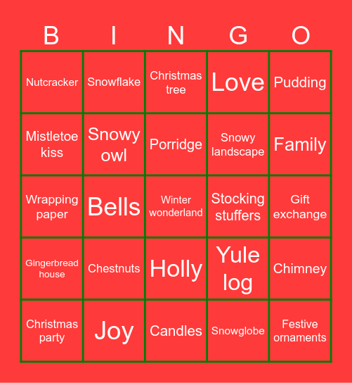 Purina x-mas bingo Card