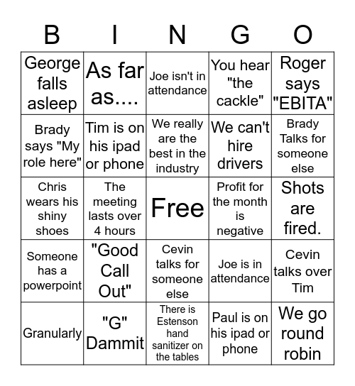 Estenson Bingo Card