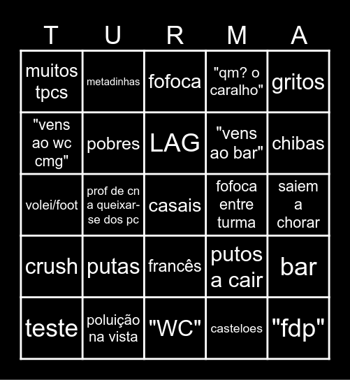 BINGO DA ESCOLINHA Bingo Card