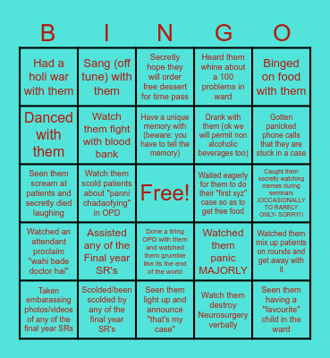FAREWELL BINGO! Bingo Card