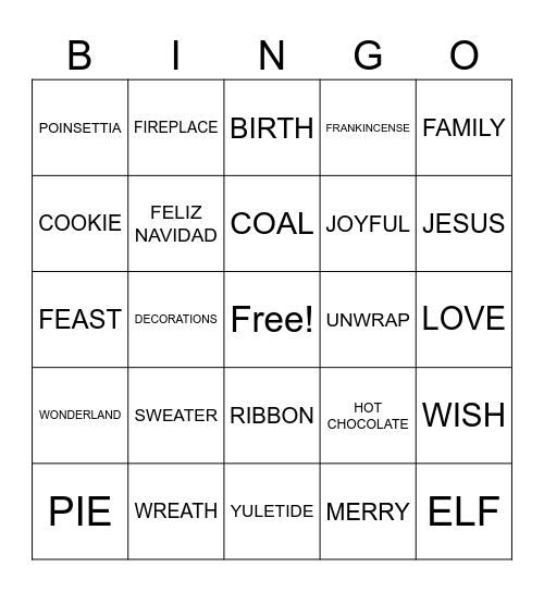 Christmas Bingo Card