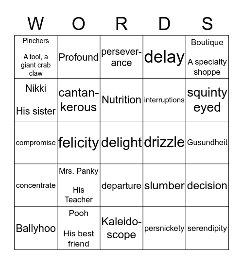 Donavan's Dilemma  Bingo Card