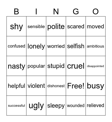 Mixed Vocabulary VI Bingo Card