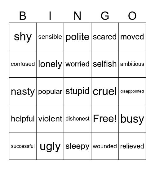 Mixed Vocabulary VI Bingo Card