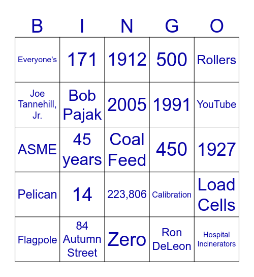 Merrick Trivia Bingo Card