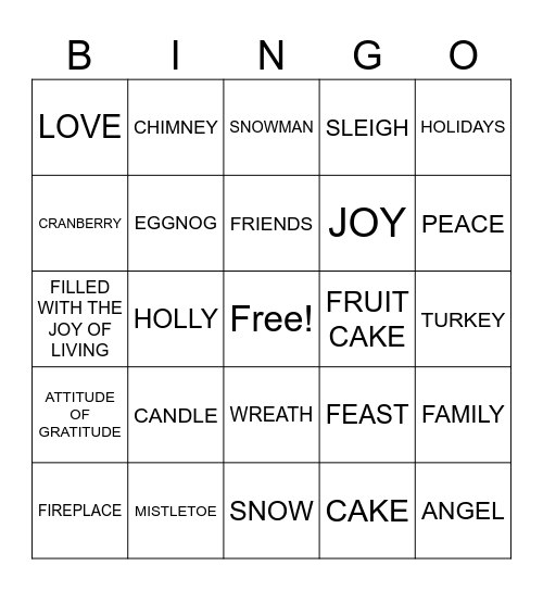 Holiday Buzzword Bingo Card