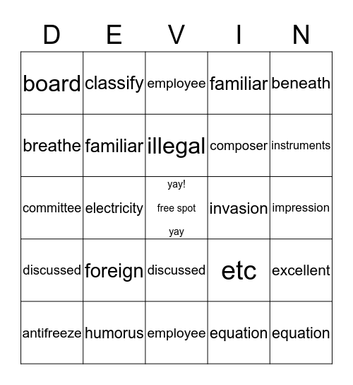 bosssssssssssssssssss Bingo Card