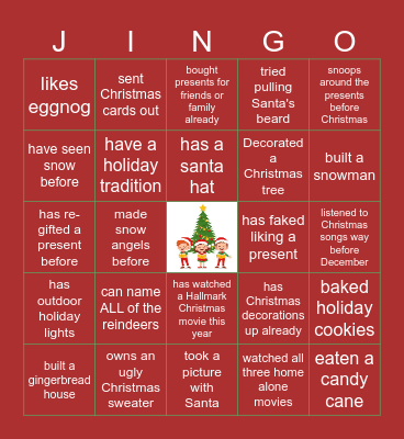 Virtual Holiday Bingo Card