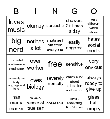 chloe bingo Card