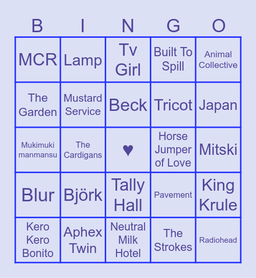 Music Taste Bingo Card