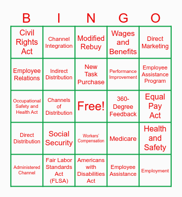 Business Management 21-22-23 Review Bingo Card