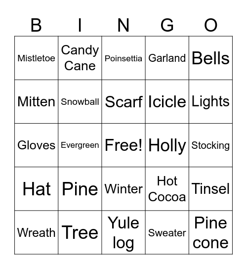 Holiday Bingo Card