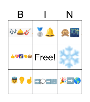 Holiday Emoji Bingo Card
