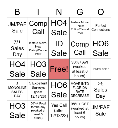 Untitled Bingo Card