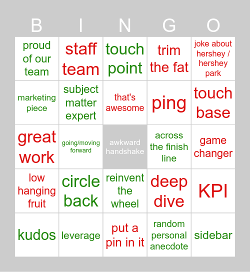 Q4 Meeting/Christmas Party Bingo Card