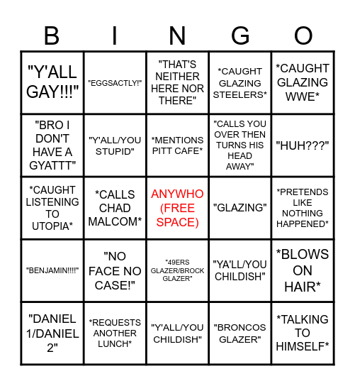 EDWIN BINGO!!! Bingo Card