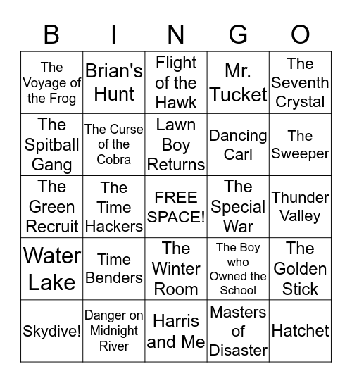 Gary Paulsen Bingo Card