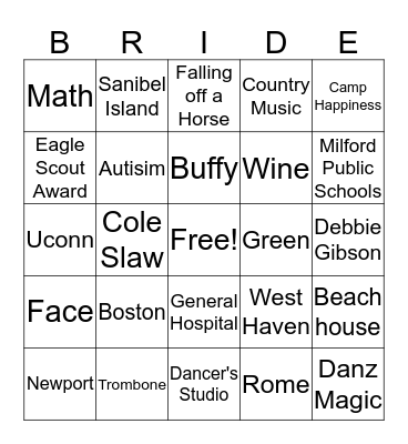 Susie's Wedding Shower Bingo! Bingo Card
