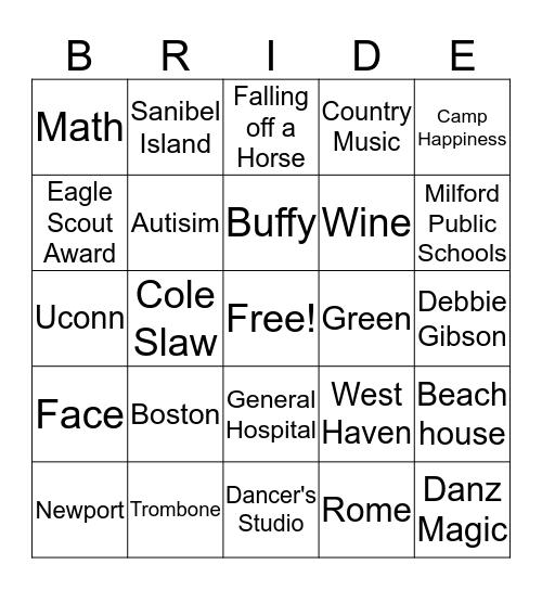 Susie's Wedding Shower Bingo! Bingo Card