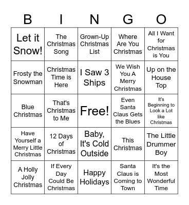 Christmas Bingo Card