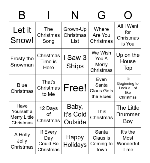 Christmas Bingo Card