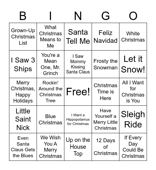 Christmas Bingo Card