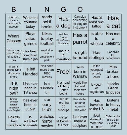 Team Bingo Card