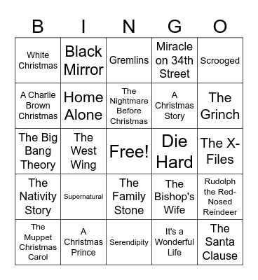 61-  Christmas Movies/Shows Bingo Card