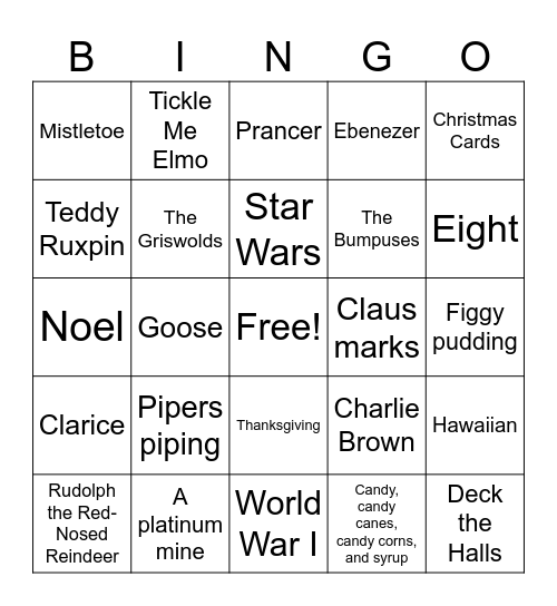 Christmas Bingo Card
