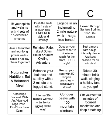 Holiday Hustle Bingo Card