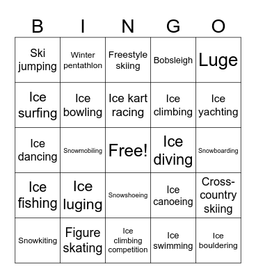 61 - Winter Sports Bingo Card